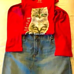 NWOT - Size XL 14-16 Faded Glory Set Shirt & Skirt